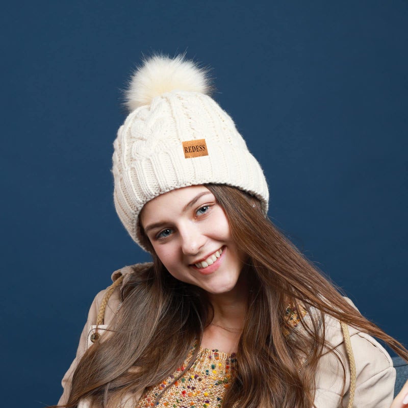REDESS Women Winter Pompom Beanie Hat with Warm Fleece Lined, Thick Slouchy Snow Knit Skull Ski Cap - Image 5